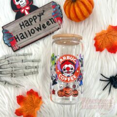 Stitch Killers Halloween Coffee Cups 16oz Libbey Glass