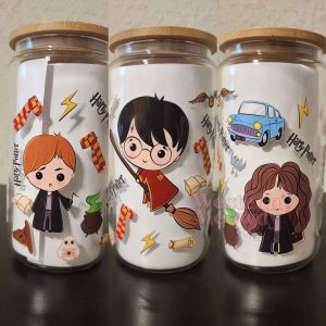 Harry Potter And Friends Coffee Cups 16oz Libbey Glass Can Wraps