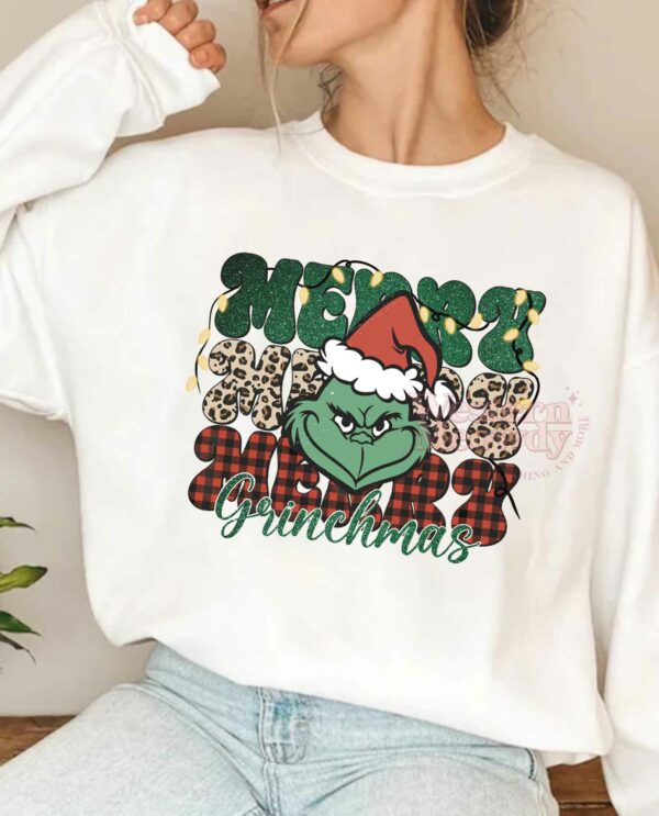 Merry Merry Merry Christmas Grinch Bling Sweatshirt