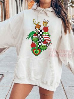 Grinch Checkerboard Pattern Sweatshirt