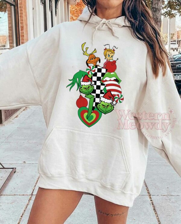 Grinch Checkerboard Pattern Sweatshirt