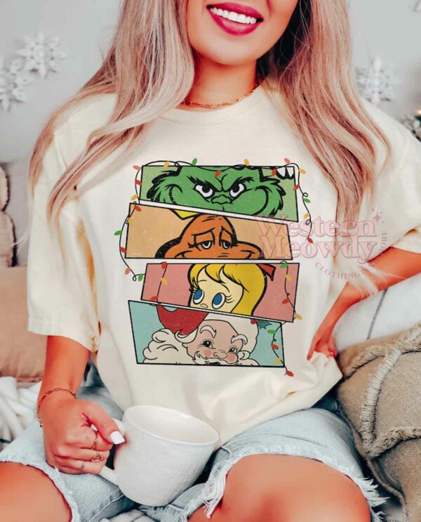 Merry Christmas Retro Grinch Cartoon T-shirt