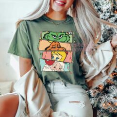 Merry Christmas Retro Grinch Cartoon T-shirt