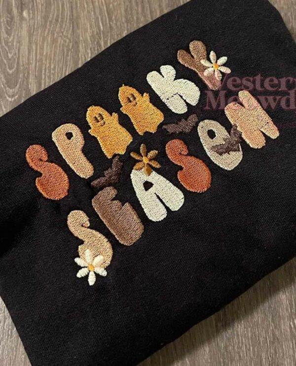 Vintage Spooky Season Embroidered Sweatshirt