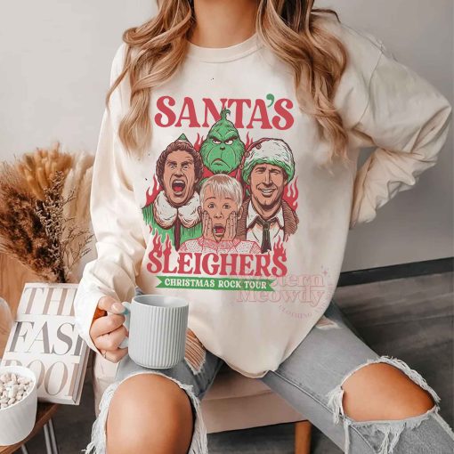 Santa Sleighers Christmas Grinch Elf Home Alone Sweatshirt