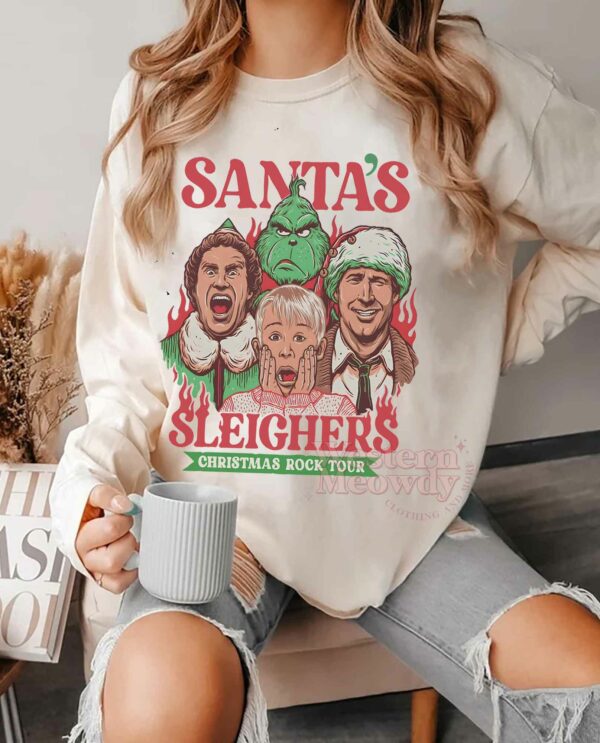 Santa Sleighers Christmas Grinch Elf Home Alone Sweatshirt