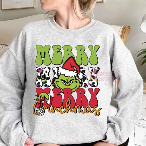 Grinch Merry Grinchmas Cow Pattern Sweatshirt