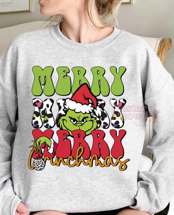 Grinch Merry Grinchmas Cow Pattern Sweatshirt
