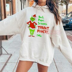 Rock Paper Scissors THROAT PUNCH I WIN Grinch Sweatshirt