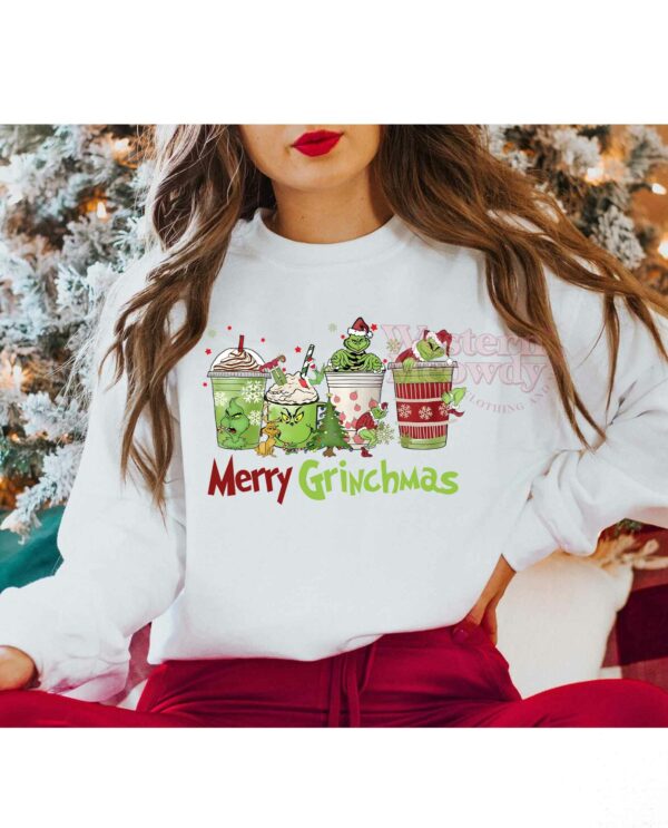 Grinch Coffee Cup Style Merry Xmas Sweatshirt