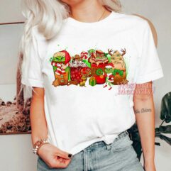 Santa Grinch Coffee Cups with Friends Sweatshirt