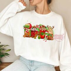 Santa Grinch Coffee Cups with Friends Sweatshirt Santa Grinch Coffee Cups with Friends Sweatshirt