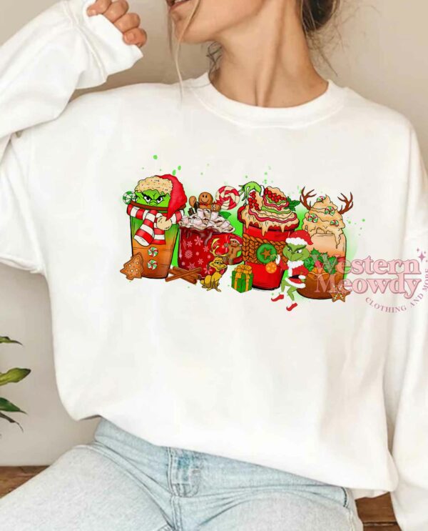 Santa Grinch Coffee Cups with Friends Sweatshirt
