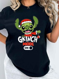 Grinch Stitch Mode On Christmas Sweatshirt