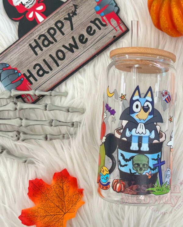 Bluey Family Halloween Coffee Cups 16oz Libbey Glass
