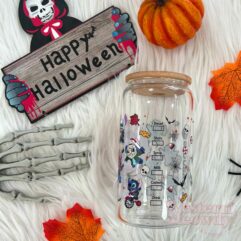 Stitch Killers Halloween Coffee Cups 16oz Libbey Glass