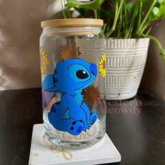 Stitch Sunflower Ver2 Coffee Cups 16oz Libbey Glass