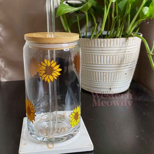 Stitch Sunflower Ver2 Coffee Cups 16oz Libbey Glass