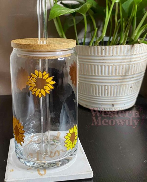 Stitch Sunflower Ver2 Coffee Cups 16oz Libbey Glass