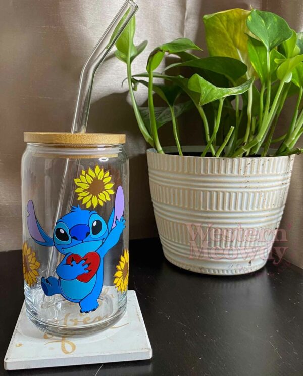 Stitch Sunflower Coffee Cups 16oz Libbey Glass