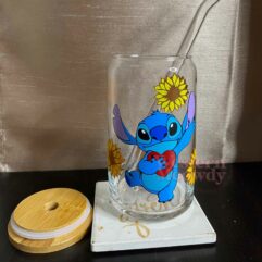 Stitch Sunflower Coffee Cups 16oz Libbey Glass