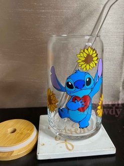 Stitch Sunflower Coffee Cups 16oz Libbey Glass