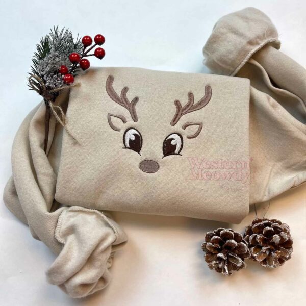 Reindeer Christmas Embroidered Sweatshirt