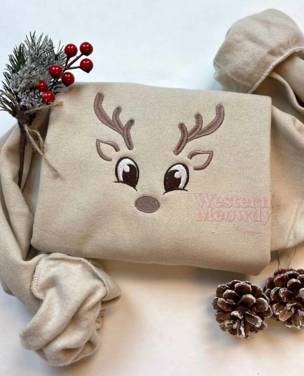 Reindeer Christmas Embroidered Sweatshirt