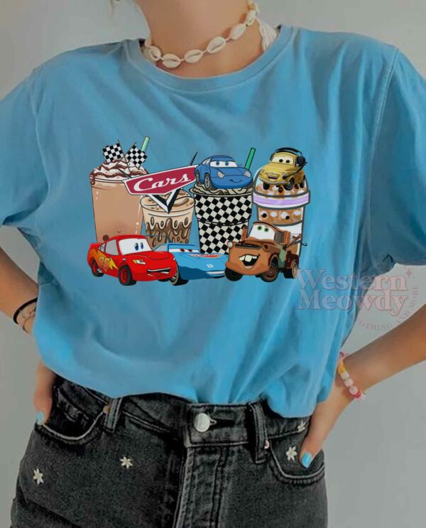 Lightning Mcqueen Car Coffee Cups Style Shirt