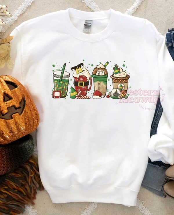 Christmas Elf Coffee Cups Sweatshirt