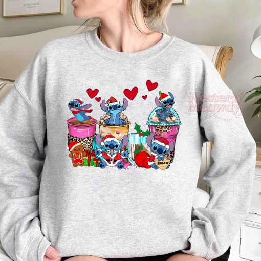 Stitch Christmas Coffee Cups Sweatshirt