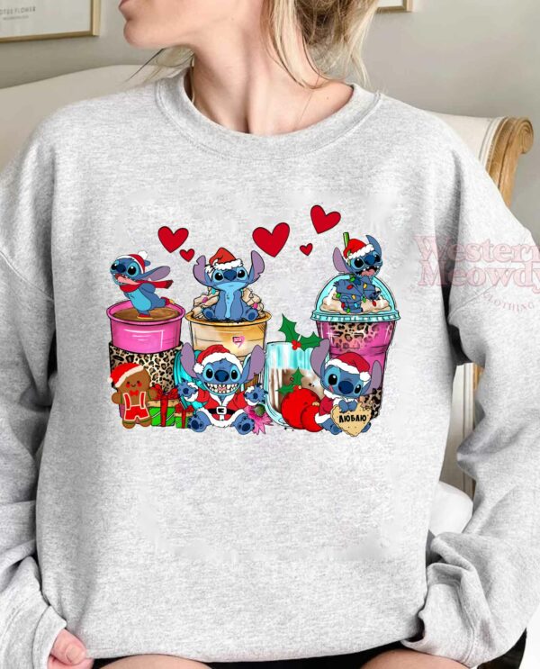 Stitch Christmas Coffee Cups Sweatshirt