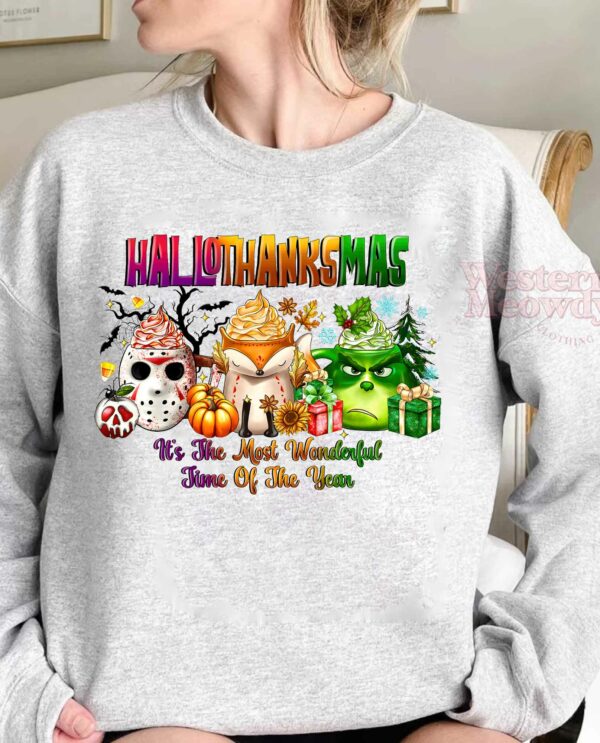 Hallo Thanksmas Grinch Halloween Killer Christmas Sweatshirt