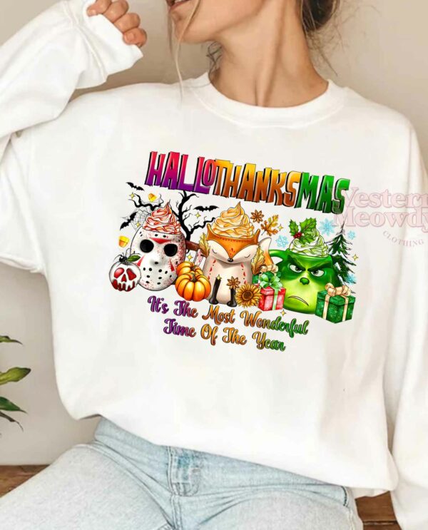 Hallo Thanksmas Grinch Halloween Killer Christmas Sweatshirt
