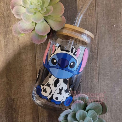Stitch Cow Halloween Coffee Cups 16oz Libbey Glass