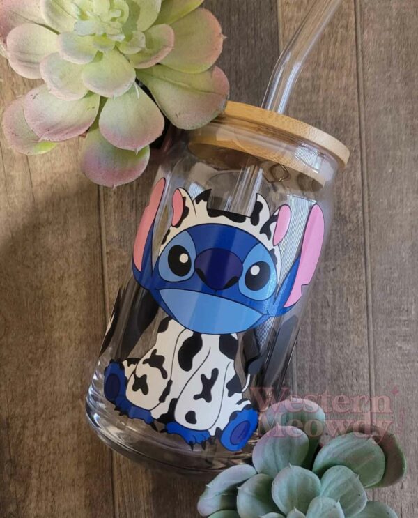 Stitch Cow Halloween Coffee Cups 16oz Libbey Glass