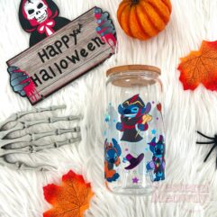 Stitch Halloween Witch Coffee Cups 16oz Libbey Glass