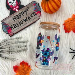 Stitch Halloween Witch Coffee Cups 16oz Libbey Glass