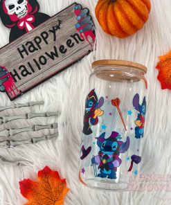 Stitch Halloween Witch Coffee Cups 16oz Libbey Glass