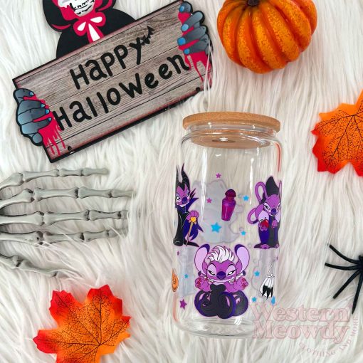 Stitch Halloween Coffee Cups 16oz Libbey Glass