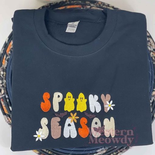 Vintage Spooky Season Embroidered Sweatshirt