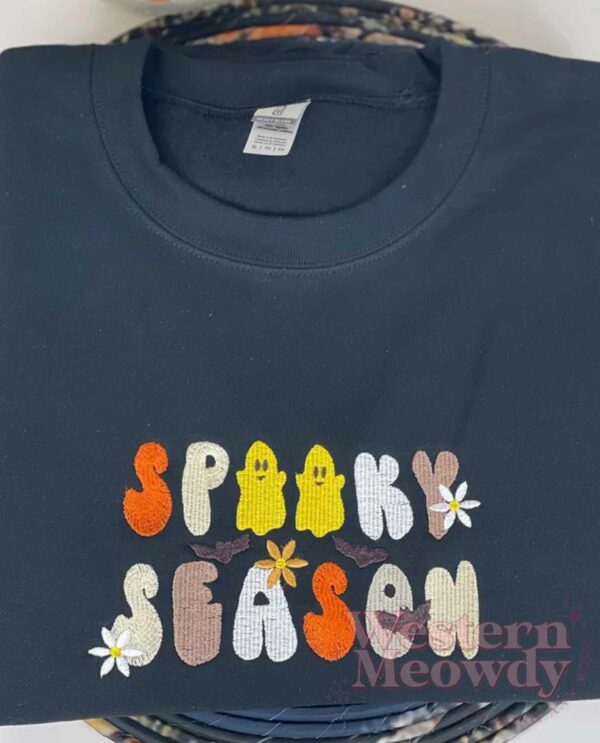 Vintage Spooky Season Embroidered Sweatshirt