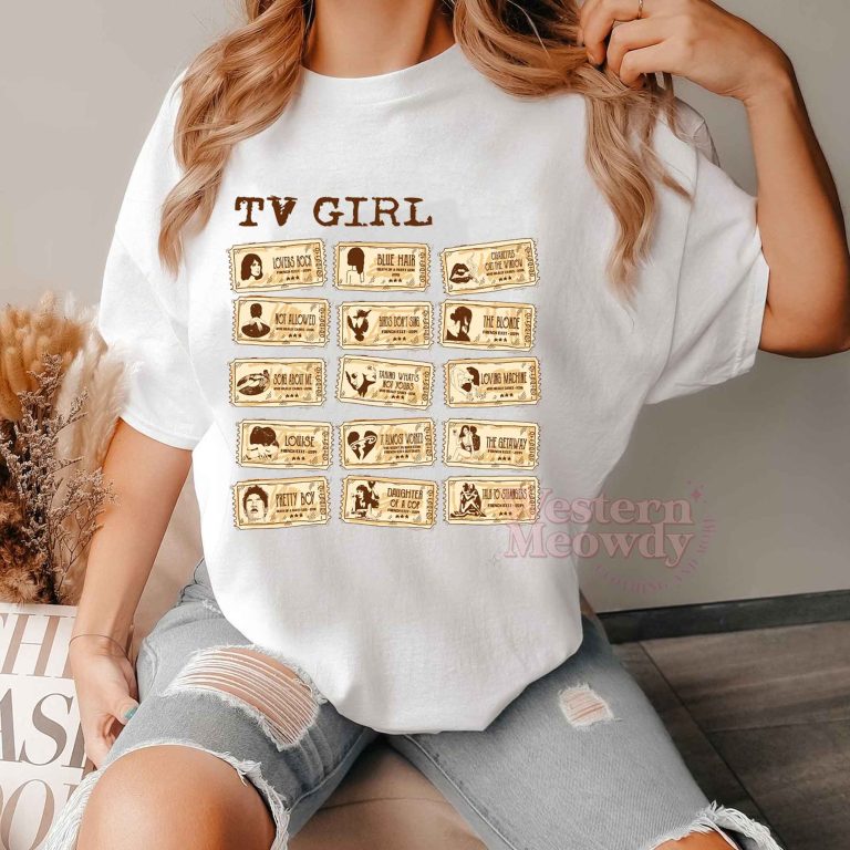 TV Girl Tickets with Song Names Shirt Western Meowdy