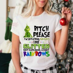 Christmas Grinch Glitter Rainbow Sweatshirt