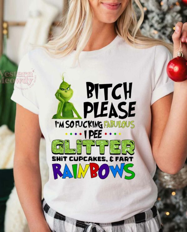 Christmas Grinch Glitter Rainbow Sweatshirt