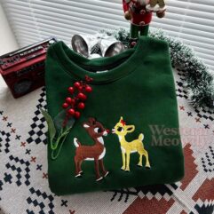 Rudolph and Clarice Couple Christmas Embroidered Sweatshirt
