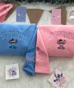 Retro Stitch And Angel Couple Christmas Sweatshirt