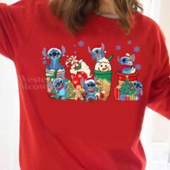 Stitch Coffee Cups Lovers Christmas Sweatshirt