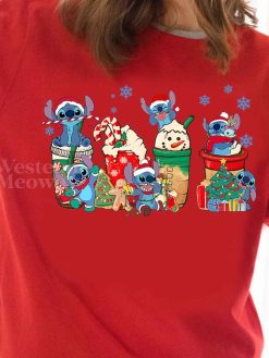 Stitch Coffee Cups Lovers Christmas Sweatshirt