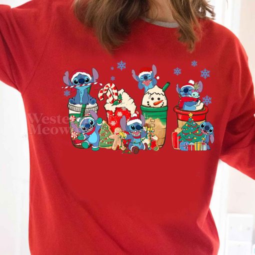 Stitch Coffee Cups Lovers Christmas Sweatshirt